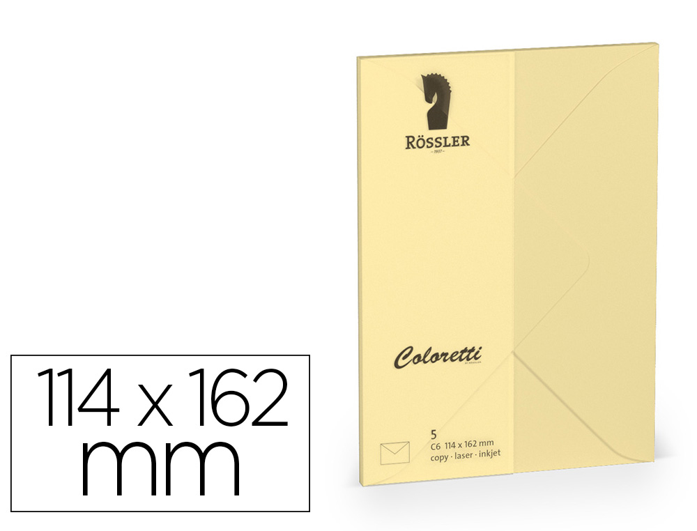SOBRE ROSSLER COLORETTI C6 MINISTRO COLOR MARRON ARENA 114X162 MM PACK DE 5 UNIDADES