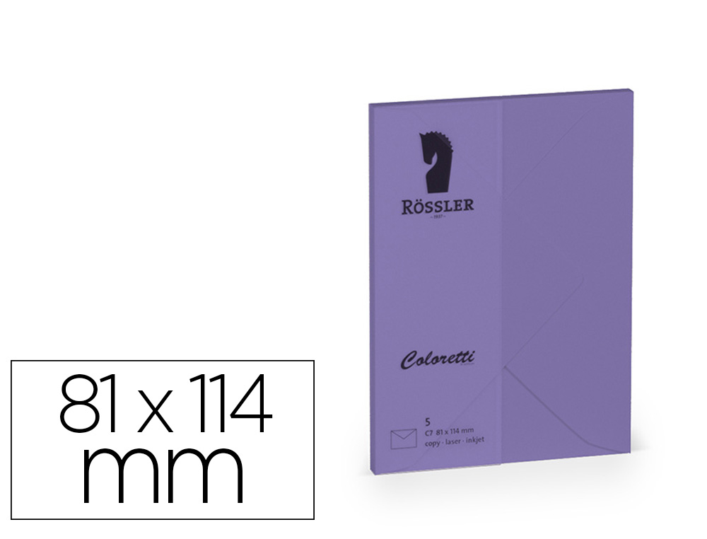SOBRE ROSSLER COLORETTI C7 COLOR LILA 81X114 MM PACK DE 5 UNIDADES