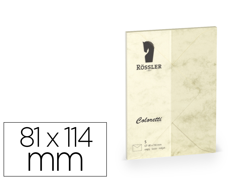 SOBRE ROSSLER COLORETTI C7 COLOR MARMOL CREMA 81X114 MM PACK DE 5 UNIDADES