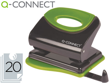 TALADRADOR Q-CONNECT KF00995 METALICO CON EMPUADURA DE CAUCHO CAPACIDAD 20 HOJAS